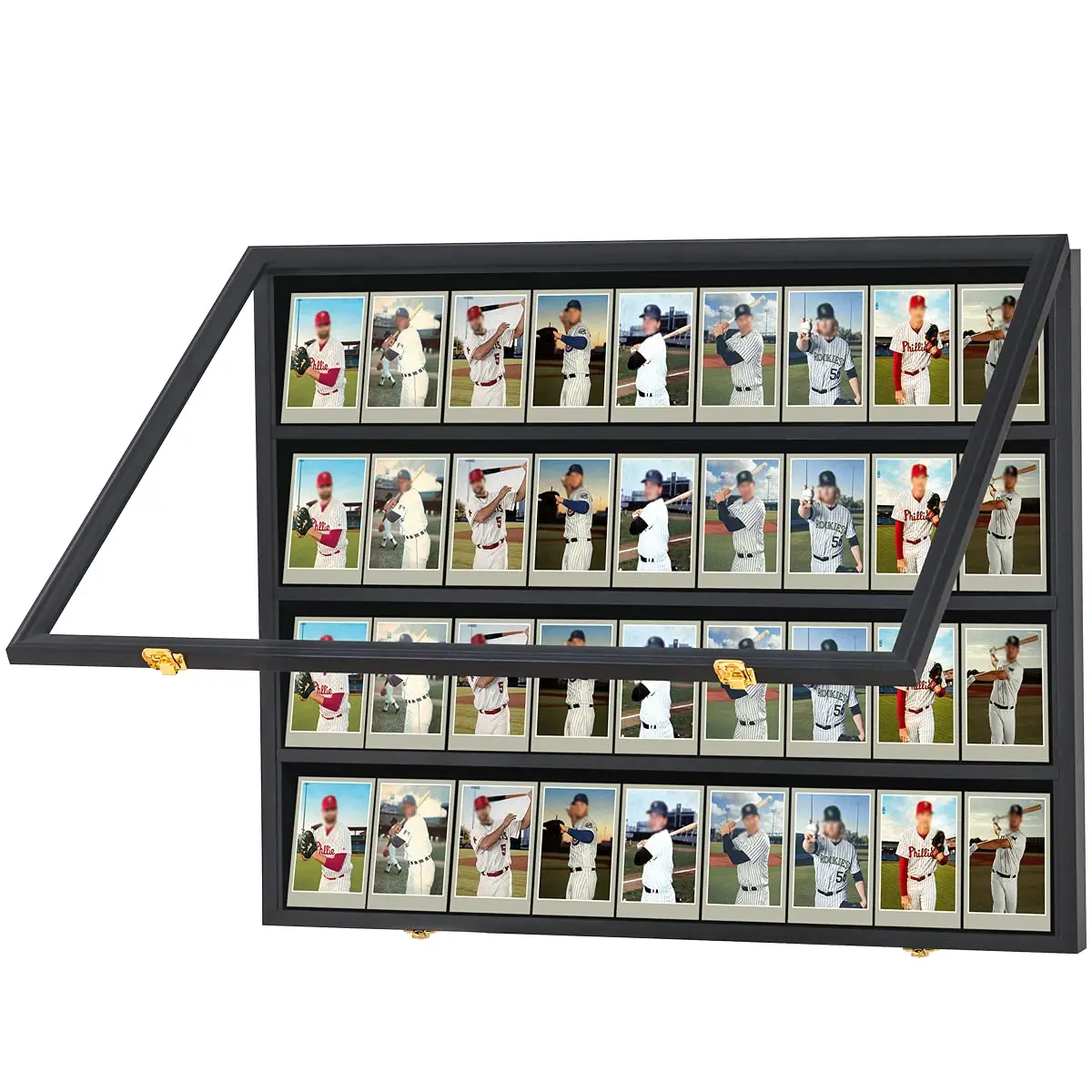 31*24 Sports Card Display Case Black Wall Cabinet UV Printing 36 Graded Sports Trading Card Display Frame Acrylic UV Protection 31*24 Sports Card Display Case Black Wall Cabinet UV Printing 36 Graded Sports Trading Card Display Frame Acrylic UV Protection