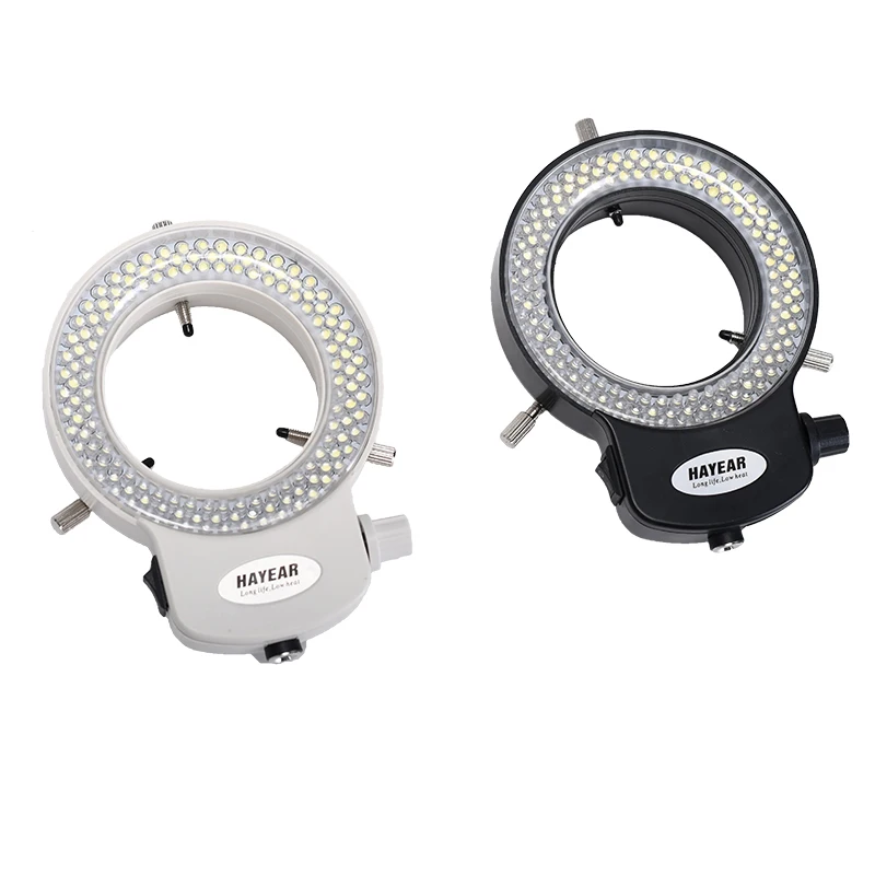 HAYEAR 144 LED Ring Light Lamp Illuminator Lighting Sourse for Industry Stereo Biological Microscope Camera with Power Adapter HY-144B（White） 