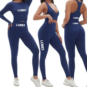 New Activewear 2 Piece Legging Set Butt Lift Athletic Wear Seamless Women's Long Sleeve Sportswear for Gym Fitness Set