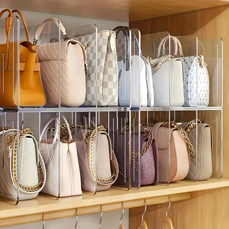 Wholesaler Plastic Bookshelf Handbag Storage Rack Closet Partition Storage Bag Classification for  Bedroom