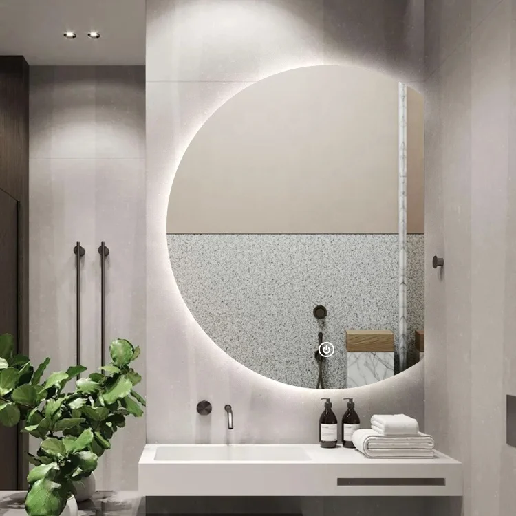 Modern Round Shape LED Bathroom Mirror New Smart Wall-mounted Illuminated Mirror