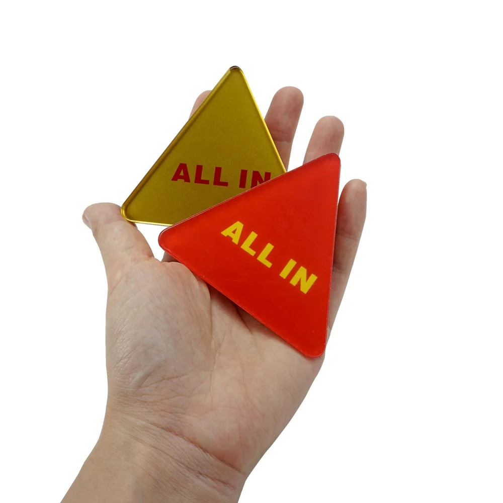 All in Poker Button Dealer Red Spade Triangle All in Bouton Poker Noir et Rouge fabriqué en Verre Acrylique Stars Pique Rouge