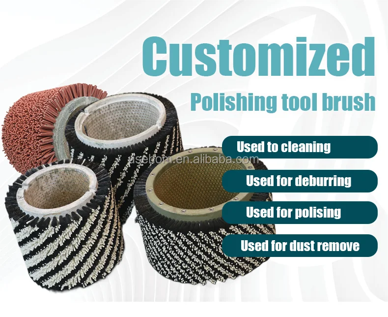 Usehom Industrial Nylon Bristle Roller Cylinder Brush For Cleaning And