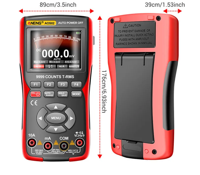 Aneng Aos02 Professional Digital Oscilloscope Multimeter True Rms 48ms