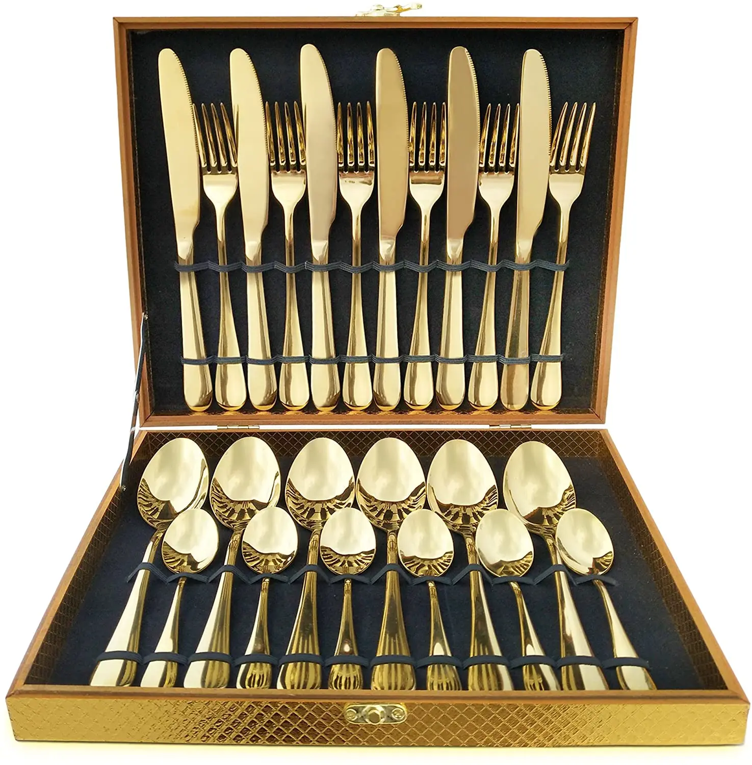 Stainless Steel 24 Piece Silver Modern Flatware Set With Colorful Hand –  Terra Powders