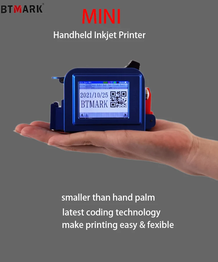 Btmark Mini Printer Handheld Inkjet Printer Hand Held Portable Ink Jet