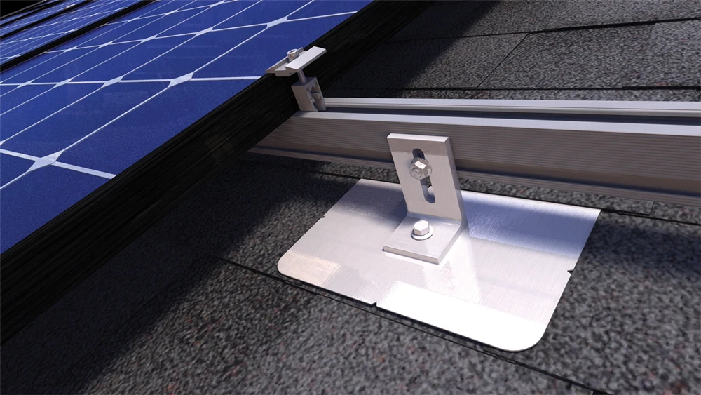 OEM Waterproof Shingle Roof Solar Mount L Foot Solar Mounting Rail Tile Roof Flashing Kit Solar Roof Mount