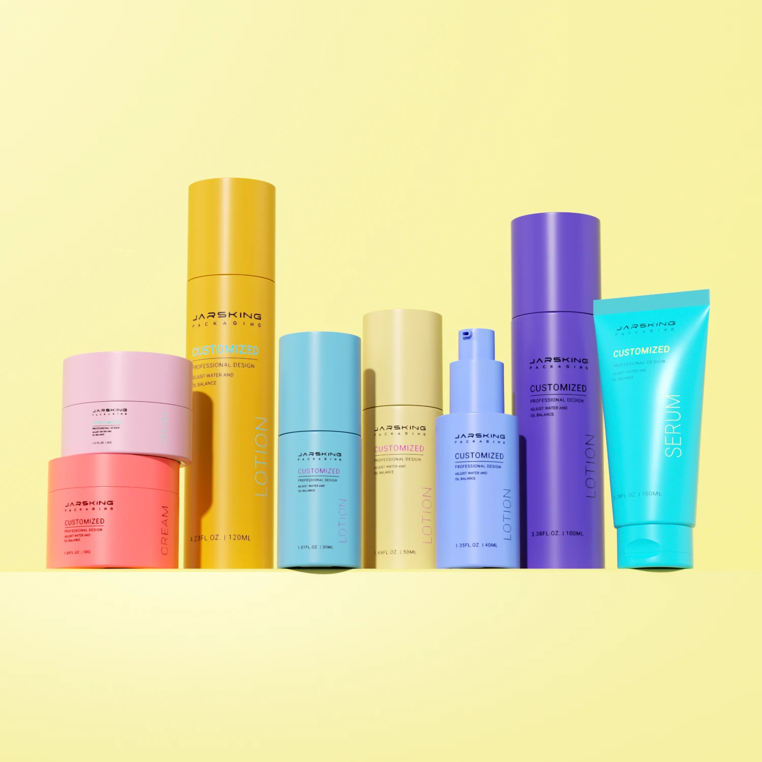 Cylindrical Gradient Frosted 30ml 50ml 100ml Glass Packaging Set Skincare Cosmetics Cream Jar Lotion Toner Spray Pump Bottle