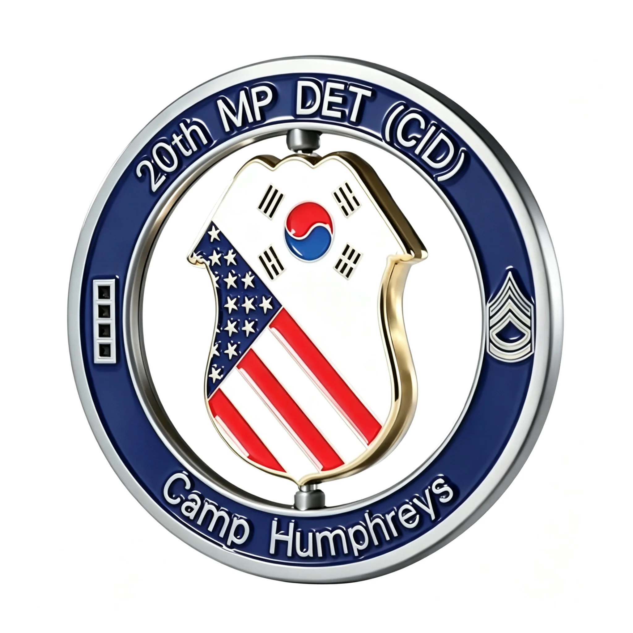 20th MP DET spinner coin white background rotating shield
