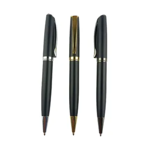 High Quality Luxury Promotion Black Metal Ball Pen with Custom Logo Office Supplies Twist Metal Ballpoint Pen