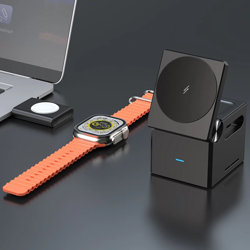 Multifunctional Wireless Charging Station 3 in 1 Wireless Charger Cube With Detachable Watch Charger