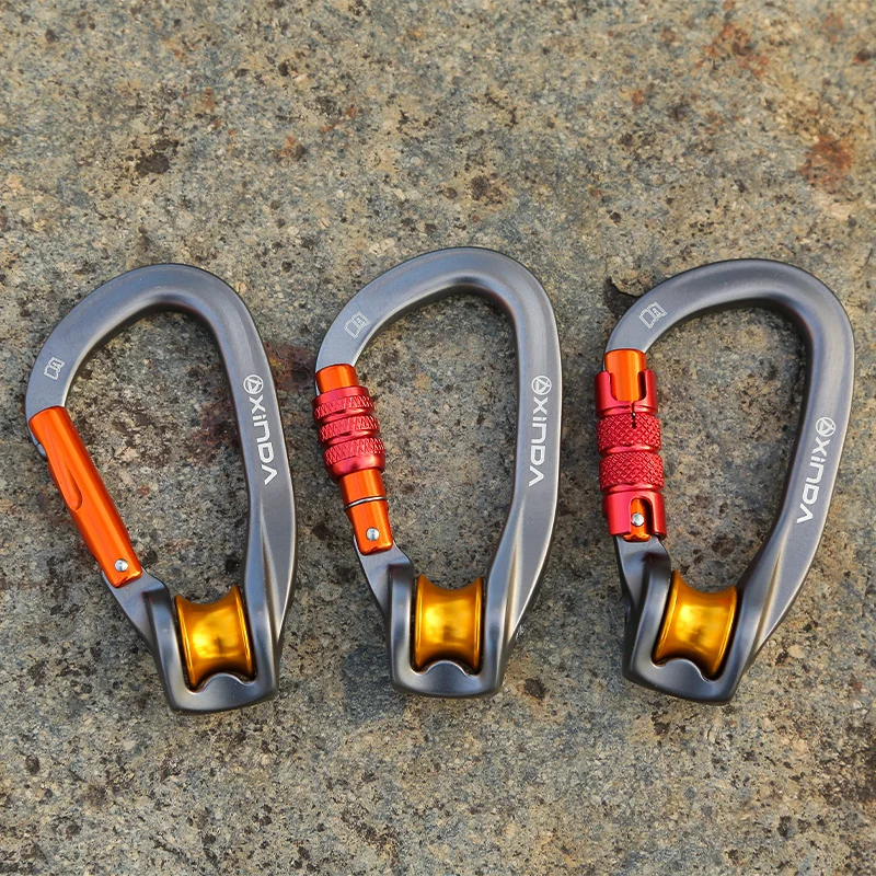XINDA Pulley Carabiner Clip with Screw Gate Twist Lock for