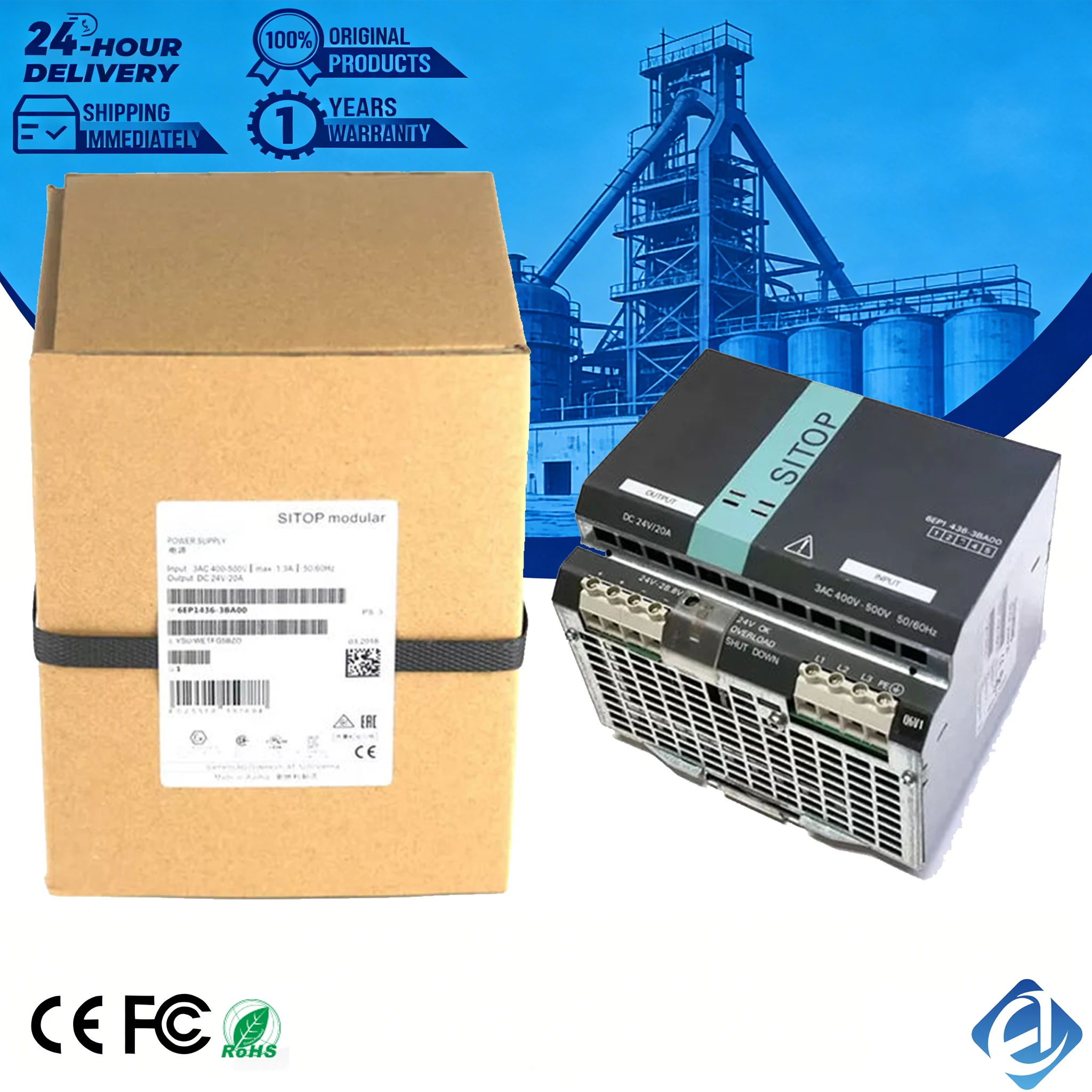 New Original 6EP1436-3BA00 EPR Compliant CE Certified PLC Power Supply RS485 Industrial Control Operating Voltage Stock