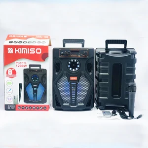QS-7807 8Inch Factory wholesale Kimiso Outdoor rechargeable big trolley speaker with Wired Mic