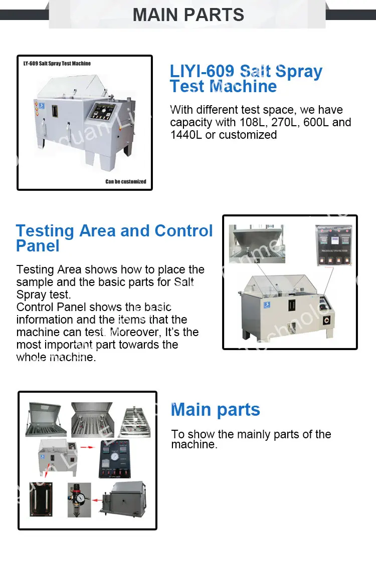 Automatic Salt Spray Test Chamber with 108L/270L/600L/700L/1000L Capacity and 220V 50Hz Power Supply