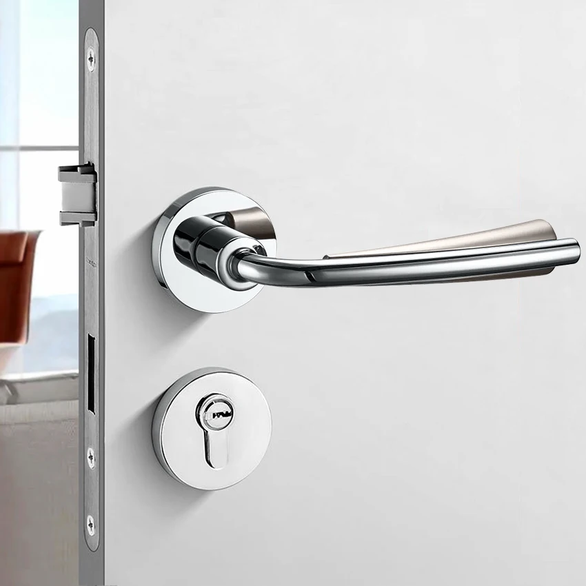 Modern Zamak Rosette Handles Set Separate Wooden Door Lock Handle Zinc Alloy Lever Door Handles for Interior Doors