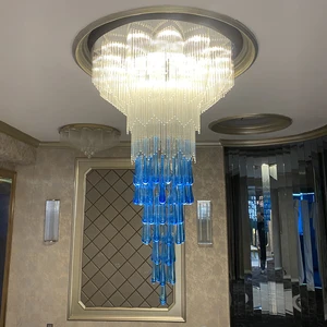 Custom-Made New Luxury Crystal Nordic Staircase Chandeliers Creative Long Stainless Steel Pendant Lights for Restaurant Rooms