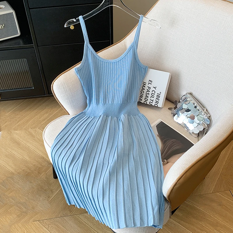 Sky Blue Short Dress Korean Cute Kawaii Korean Blue Mini Dress