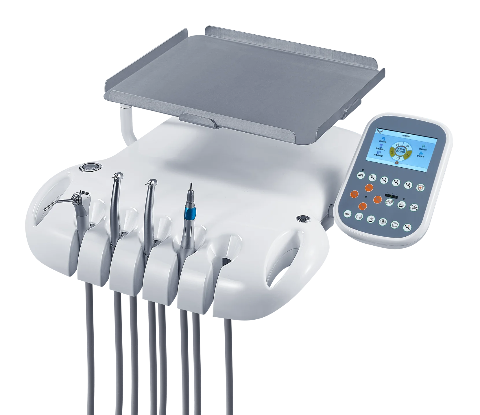 Hydraulic Dental Patient Chair with LED Light & Stool Set Leather Upholstery, CE Certified