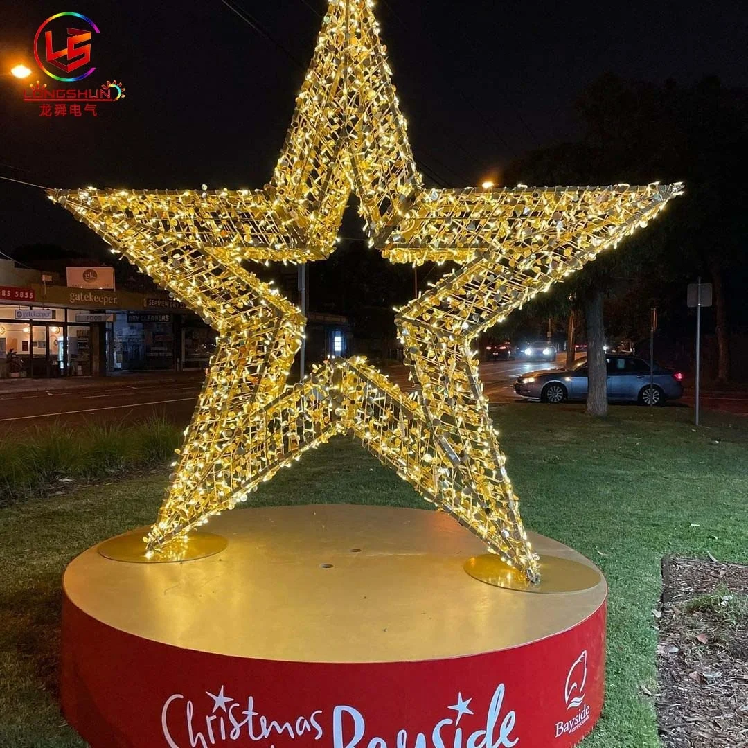 Decor IP65 Waterproof 3d Five-pointed Star Christmas Motif Lights Outdoor Shooting Star Decoration Luces De Navidad