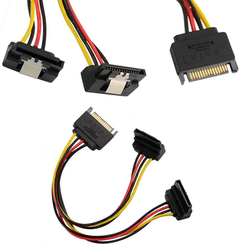Serial ATA SATA 15 контактный разъем для 2 сплиттер Женский адаптер HDD IDE/sata Y сплиттер конвертер Molex HDD угол кабель питания SATA