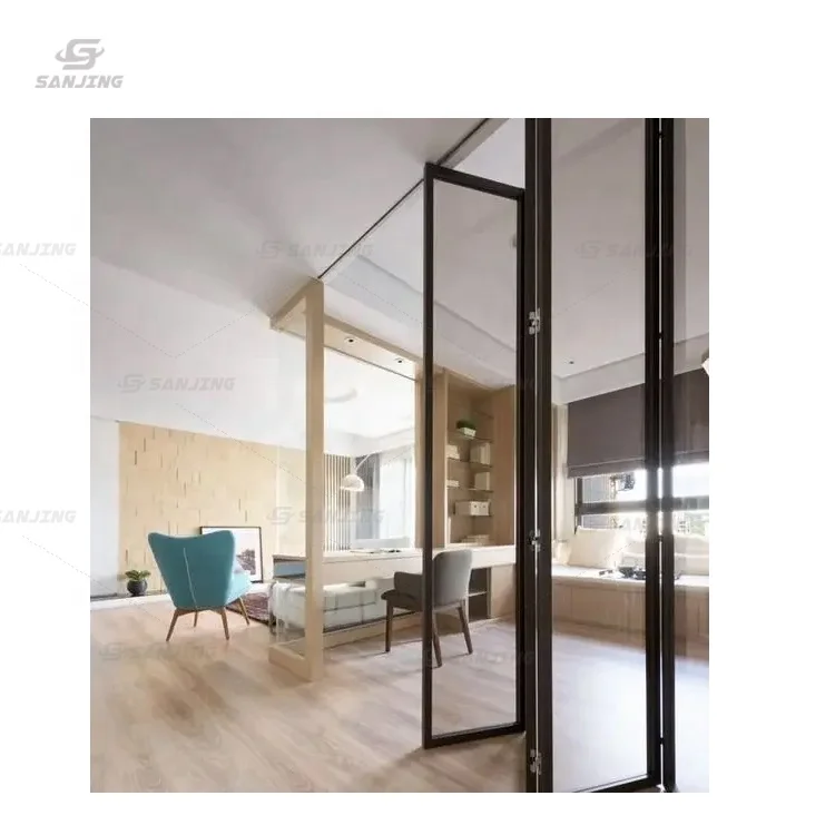 Алюминиевое окно, стеклянная дверь от производителя, Складная Дверь двойного сложения