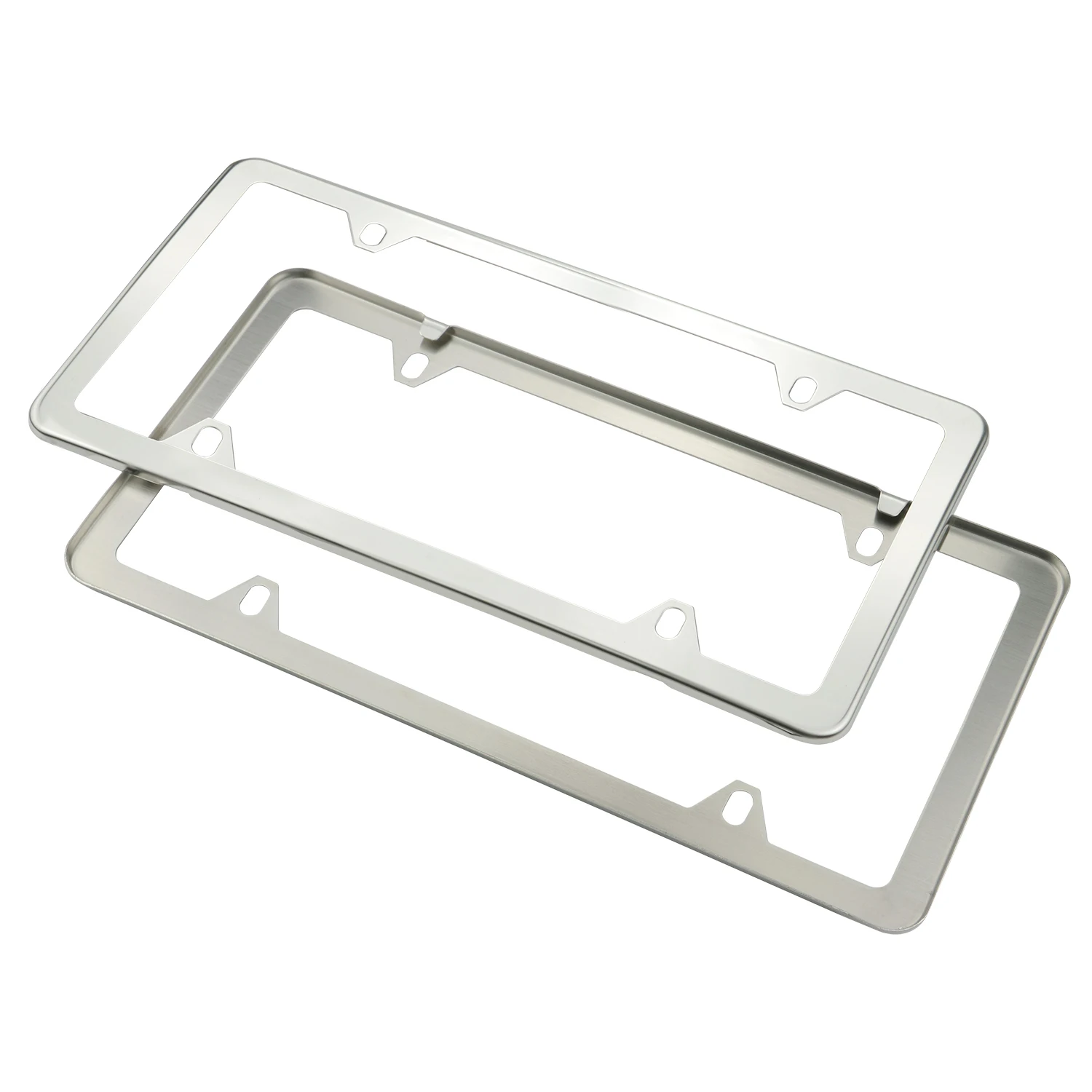 Set Of 2 Stainless Steel License Plate Frame With Screws 4 Holes
