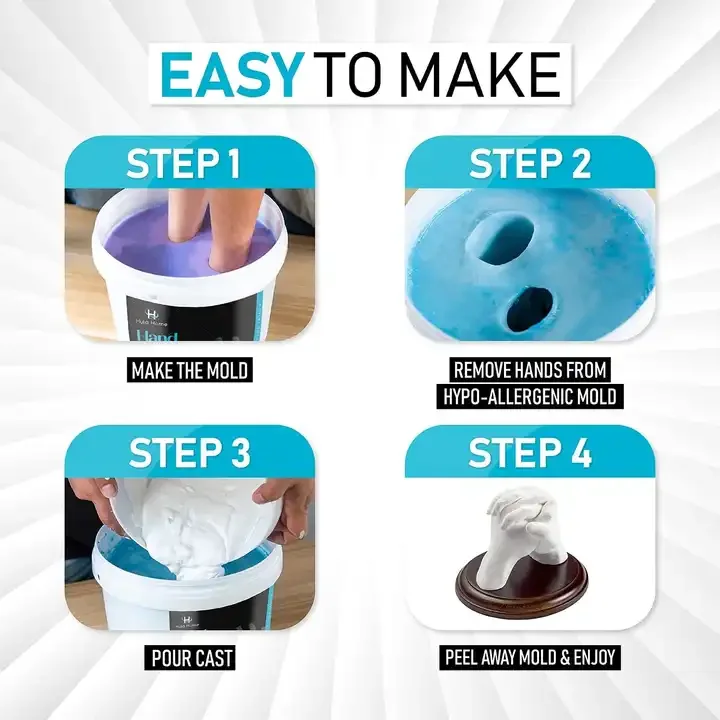 3d Cast of Hands for Two Alginate Impression Powder 3d Baby Casting Kit for Baby Hand and Feet DIY Plaster Hand Mold