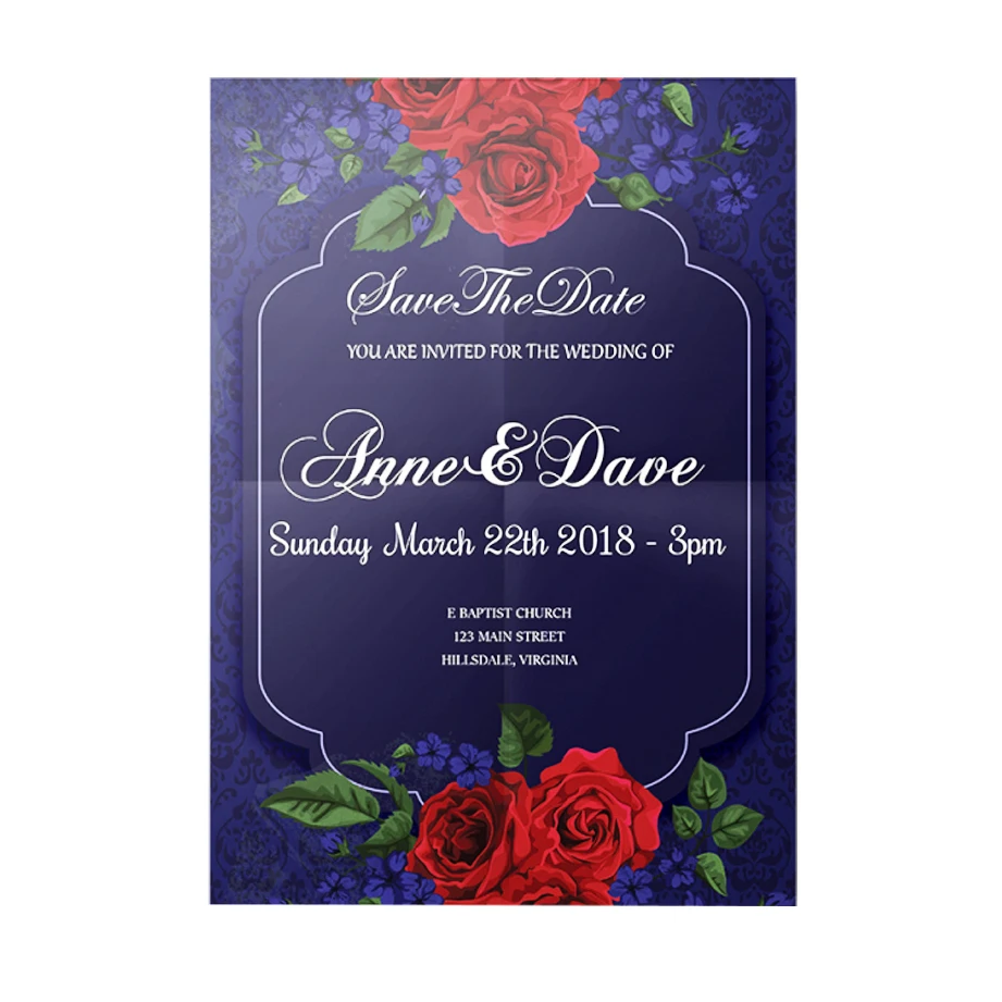 Beautiful Royal Blue Very Popular Custom Greet Invitations Korean Wedding Invitation Card Wedding