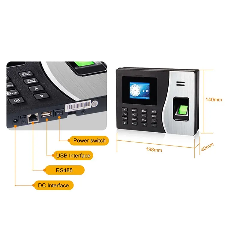 Backup Battery SIM Card Biometric Fingerprint Time Attendance Device With Cloud Software