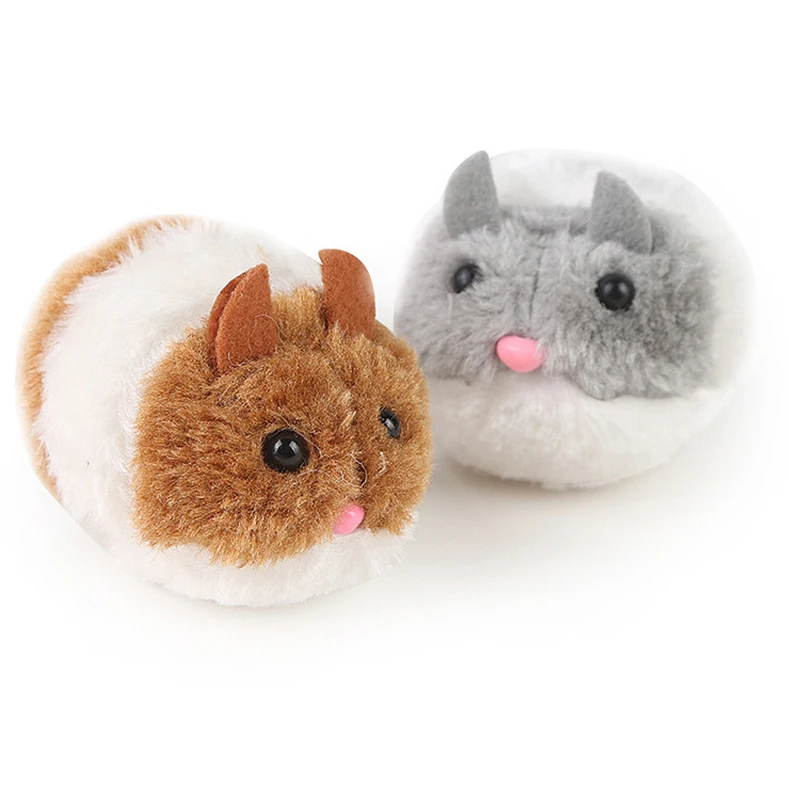 DearAnswer Adorable Pet Vocal Plush Toy Shaking Chubby Mouse Vibrating Cat Funny Toy Pet Supplies,Gray 