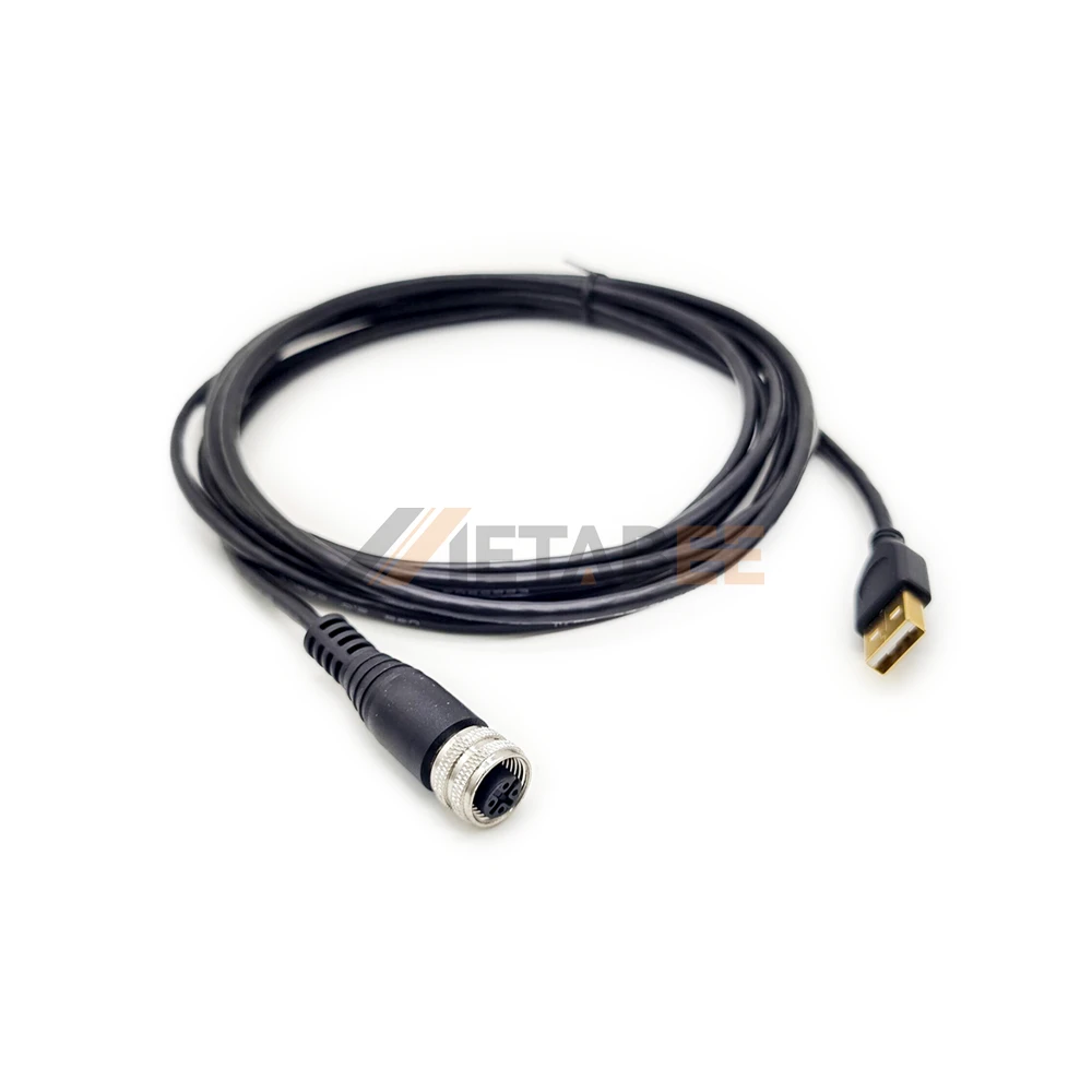 M12 A Code Female to USB Type C 3m Cable Connector 4Pin 4 Pin Male RS485 RS232 Waterproof M12 4 Pin to Usbm12 to USB Socket