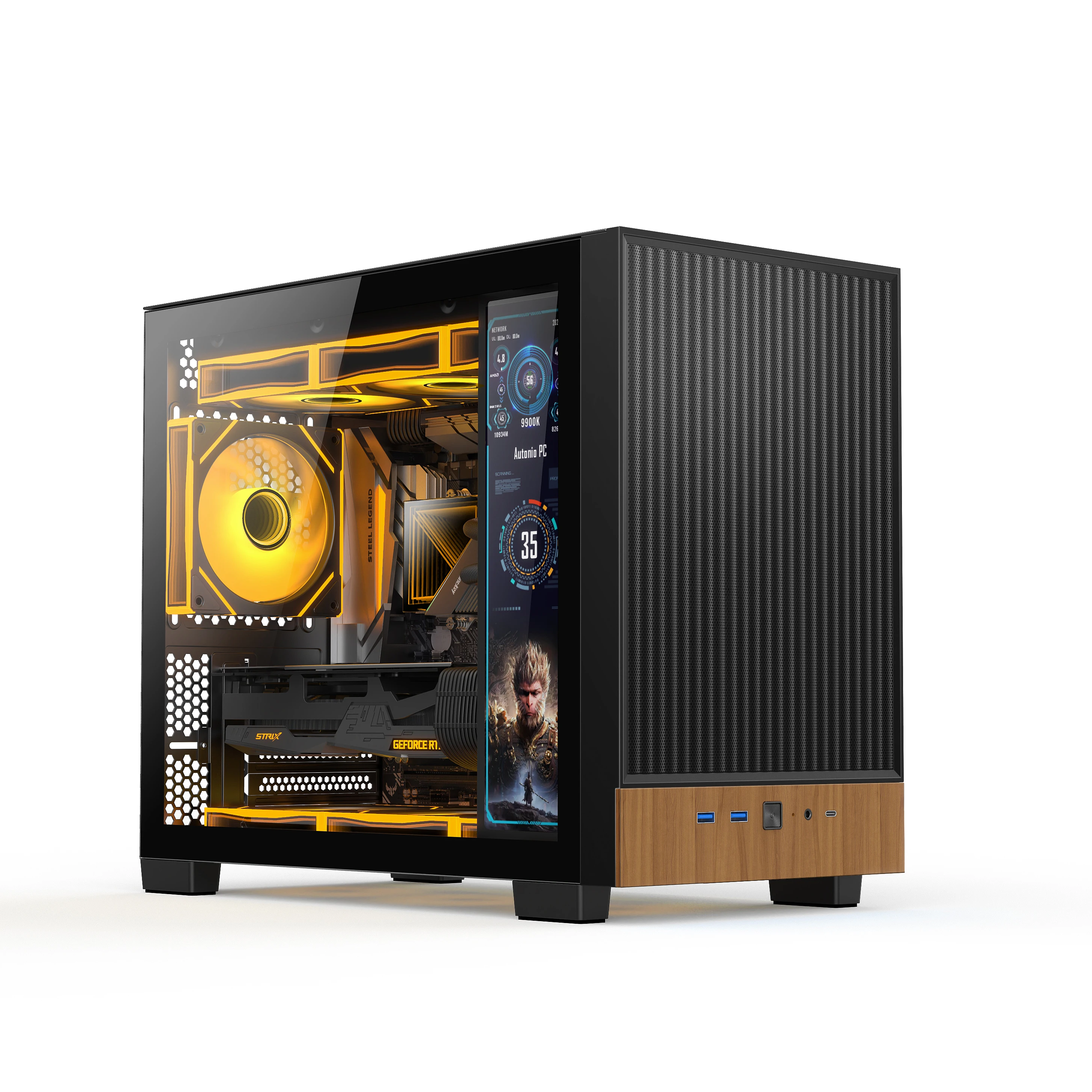Windowsデスクトップ Rui Ruix Matrix Mid Tower Chassis Gaming case with LED Display
