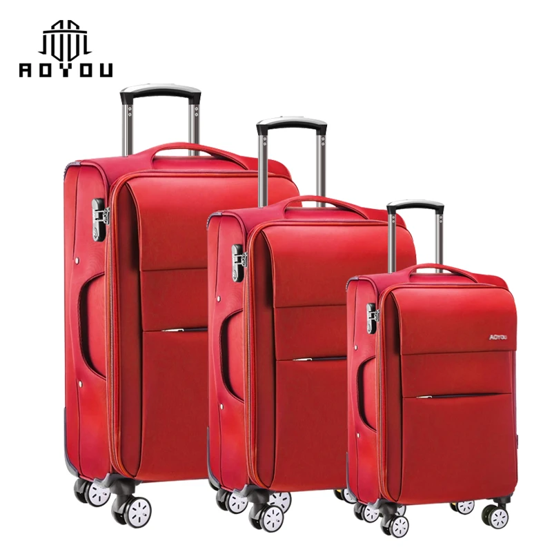 2019 hot selling 3pcs 20 24 28inch New suitcase set Trolley Soft shell Fabric lightweight luggage set