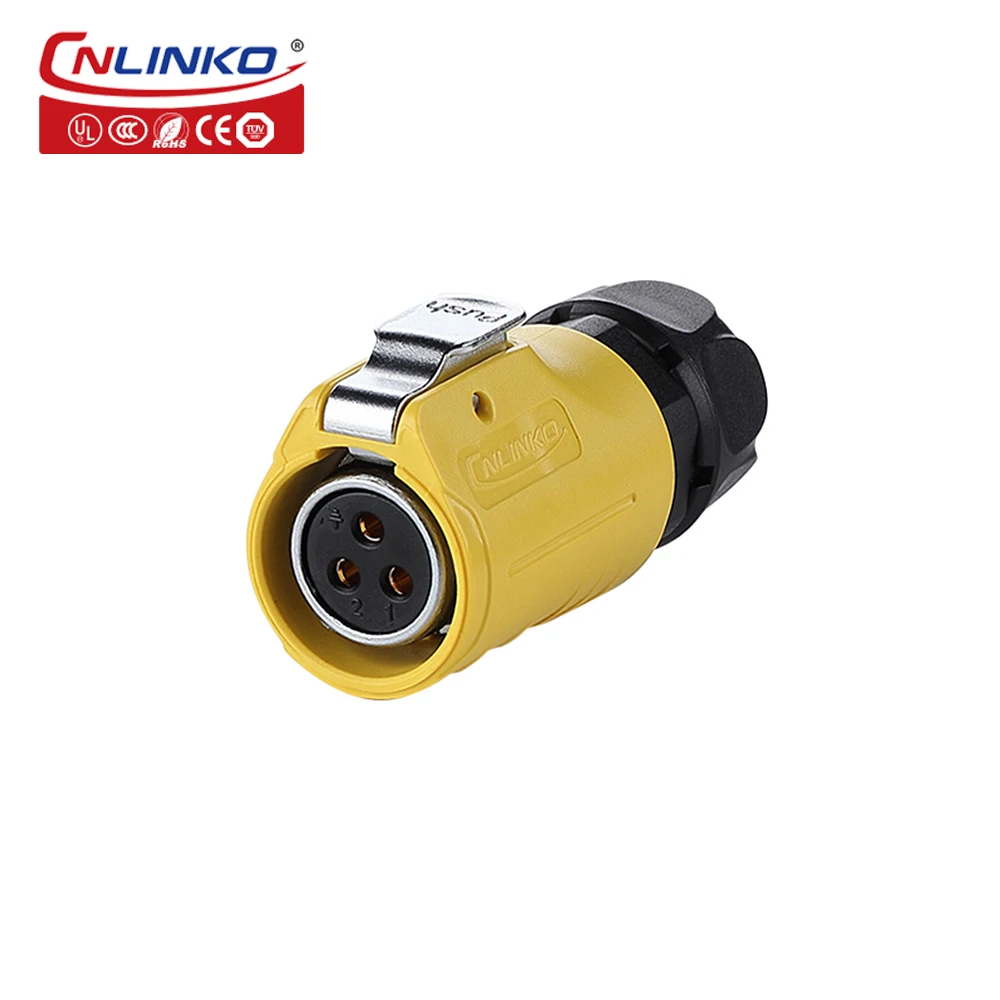 CNLINKO LP20 3 Pin Circular Panel Mount Industrial Connector Electrical 3pin Waterproof Power Connector