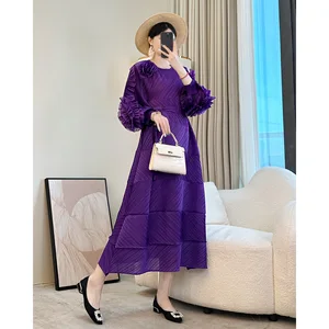 2025 Autumn Elegant Ladies Dress High-End Heavy Industry Embroidered Design Casual Pleated Dress