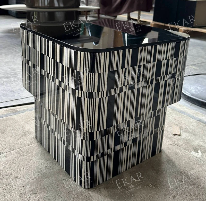 product modern contemporary black mirror glass corner table sleek sophistication for living room or hotel console tables furniture-66