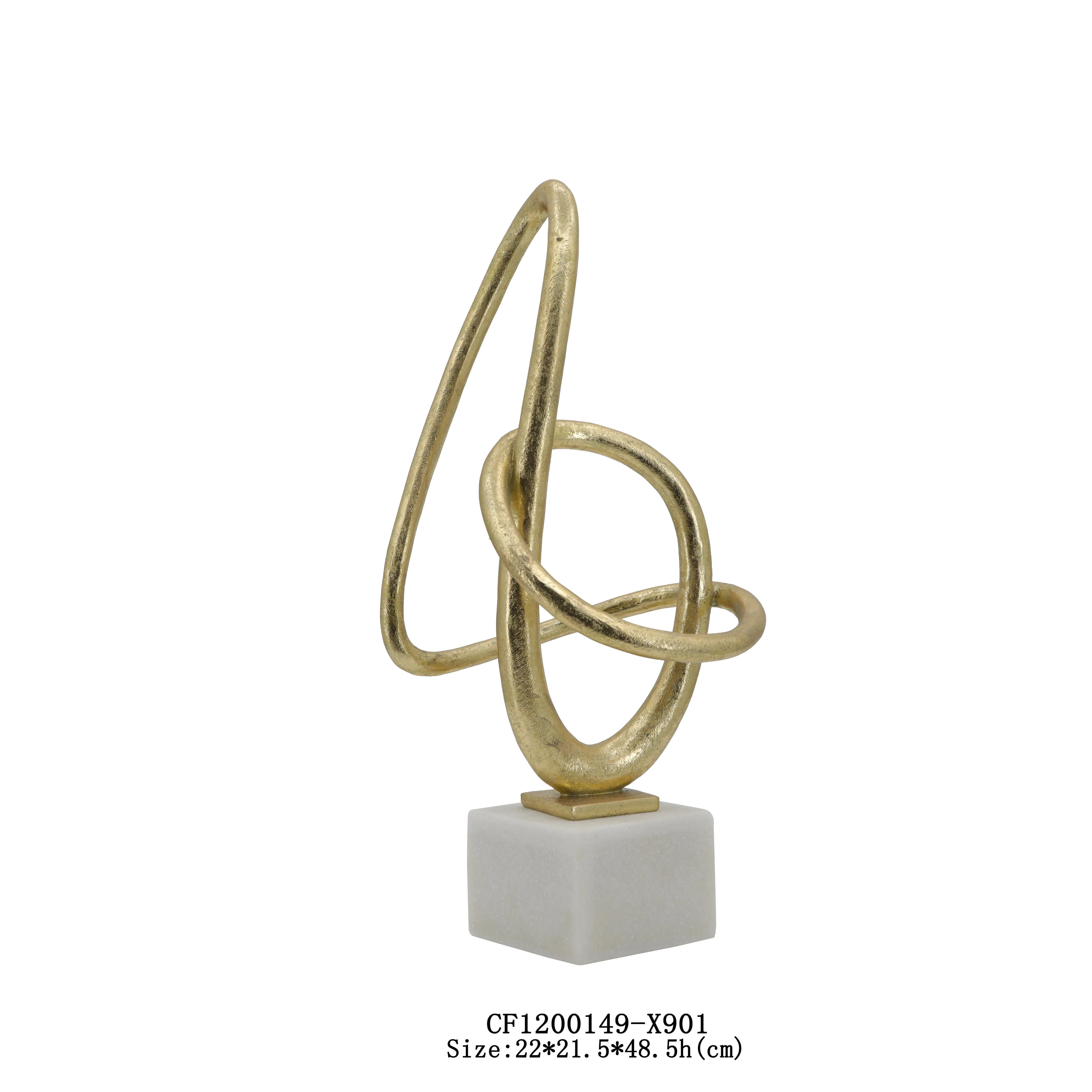 Nordic Gold Ribbon Statue On Sand Stone Base Wholesaler Decorative Curve Ornament For Home Decoracion supplier