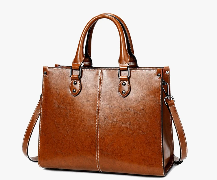 Wholesale Custom Design Ladies Real Cowhide Tote Bag Fashion Shoulder Bags Genuine Leather Bags