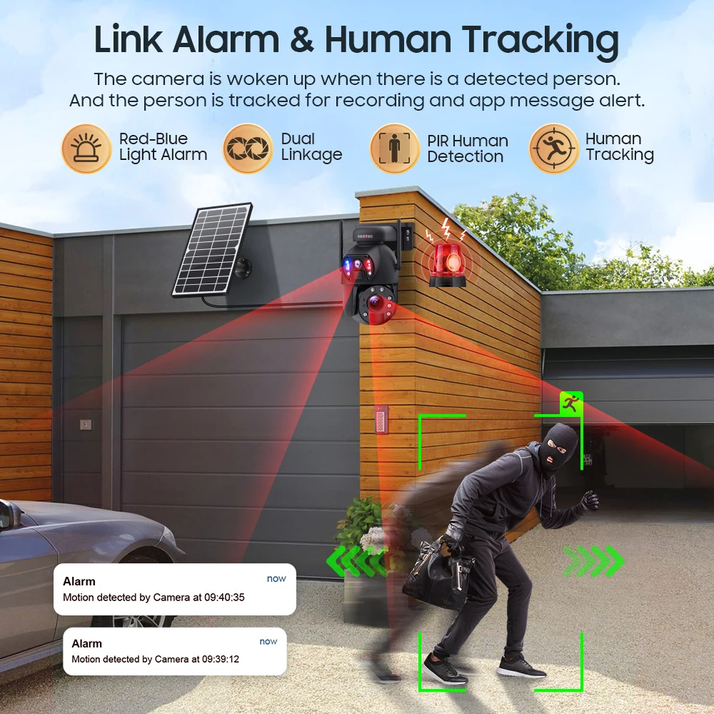 Big Zoom 50X 6mp 3K Dual Lens 4G Solar Camera Metal Case IP66 PTZ Laser Light Dual PIR Camera Human Detection GSM CCTV IP Camera