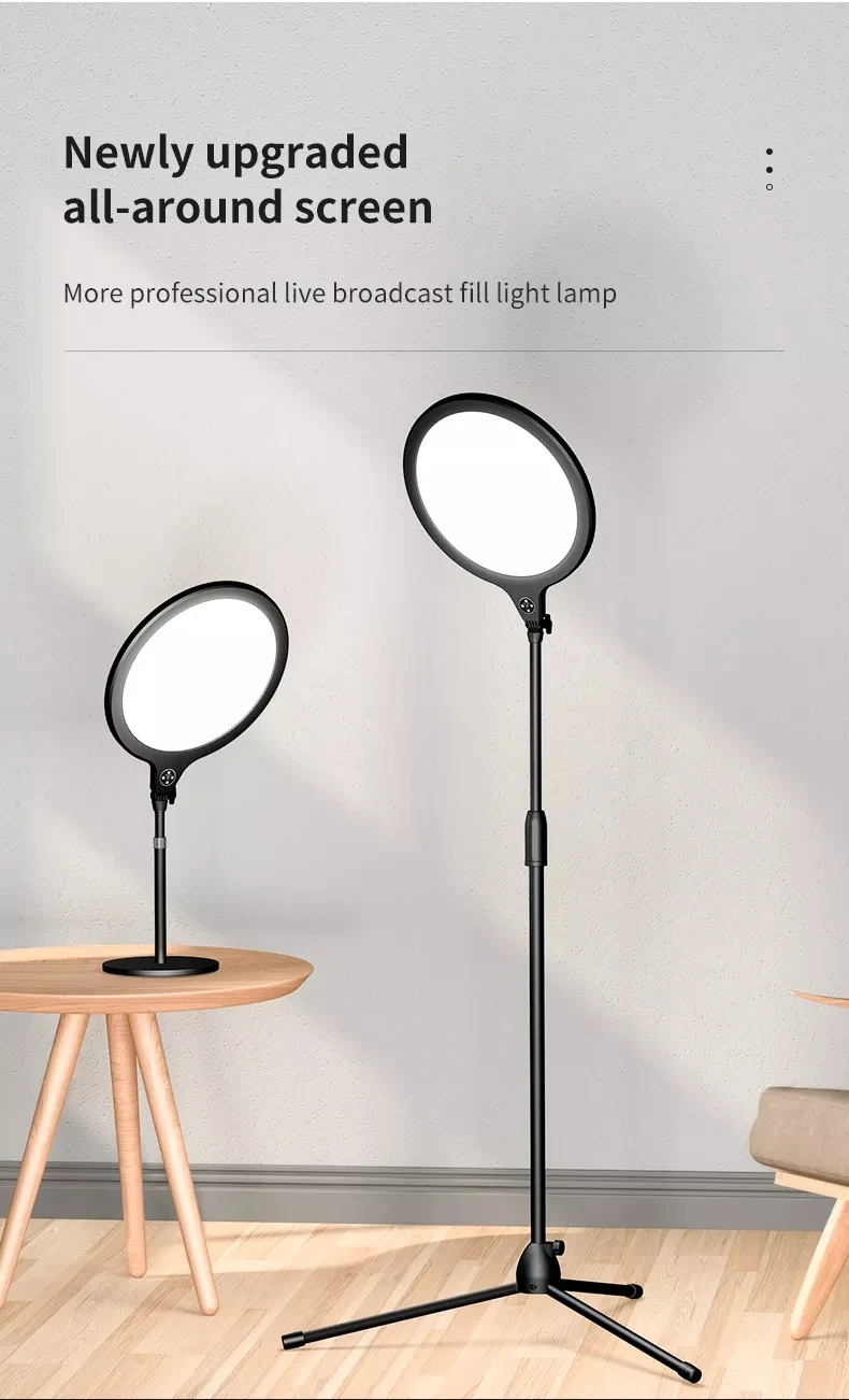 led Fill Light with Stand and Phone Holder 3500K-6000K Dimmable Selfie Ringlight For Live Video Streaming