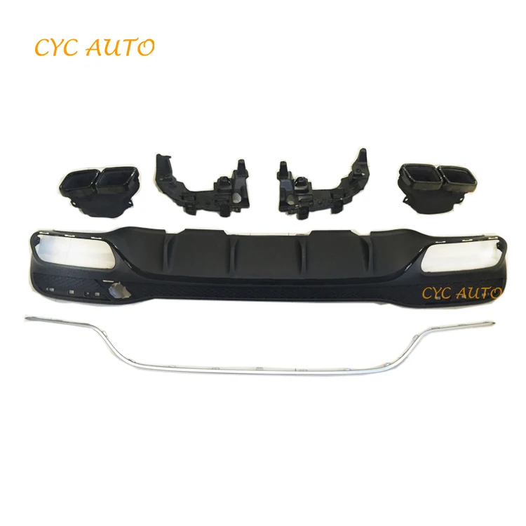 W166 Diffuser Upgrade GLE63 Rear Bumper With Double Exhaust Pipes for Mercedes Benz GLE Class W166 2015 2016 2017 2018