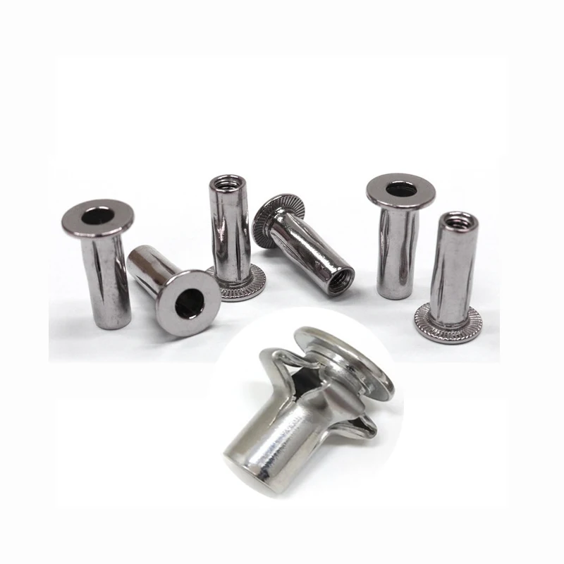 Professional Stainless Steel Flat Head Split Rivnut Lantern Tri-fold Blind Rivet Nut with Galvanized and Polished Finish