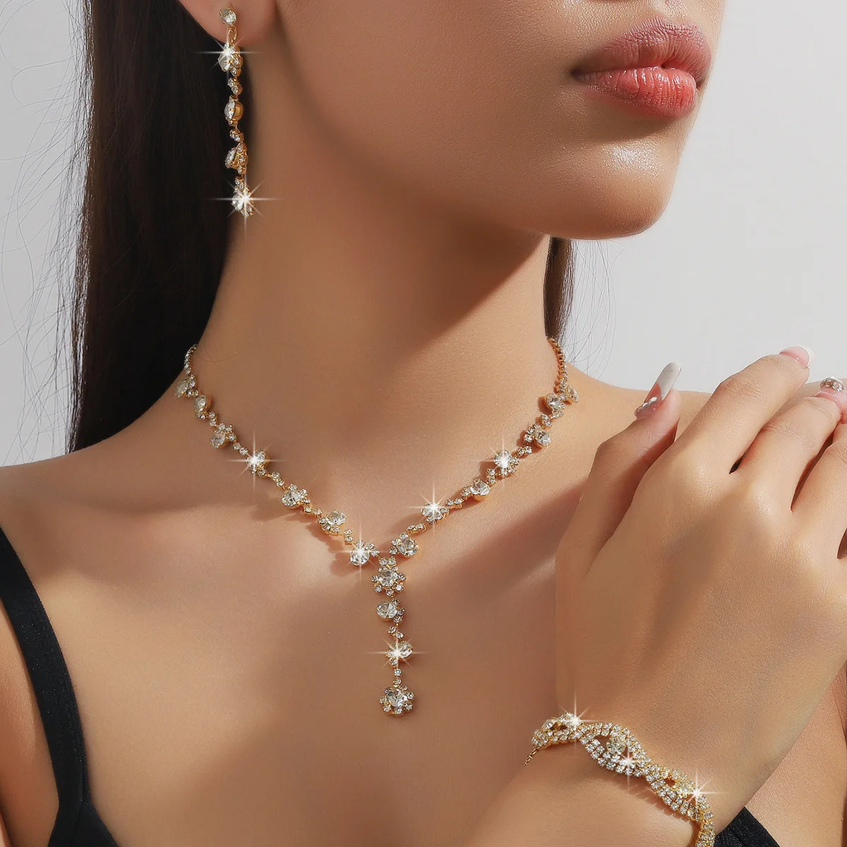 Luxury Bridal Crystal Rhinestone Jewelry Set