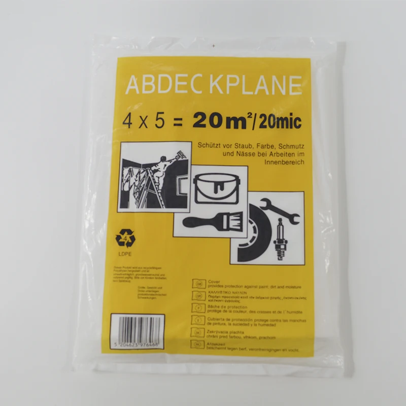 Disposable LDPE Drop Sheet Plastic Dust Sheets HDPE Drop Cloth 9x 12 Ft for Painting Decoration
