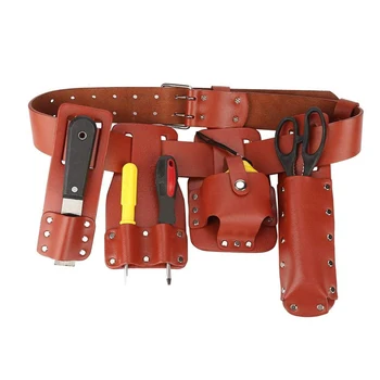 Leather Tool Belt with 4 tool Holders Scaffolding Tool Belt Pouch for Spanners Hammer