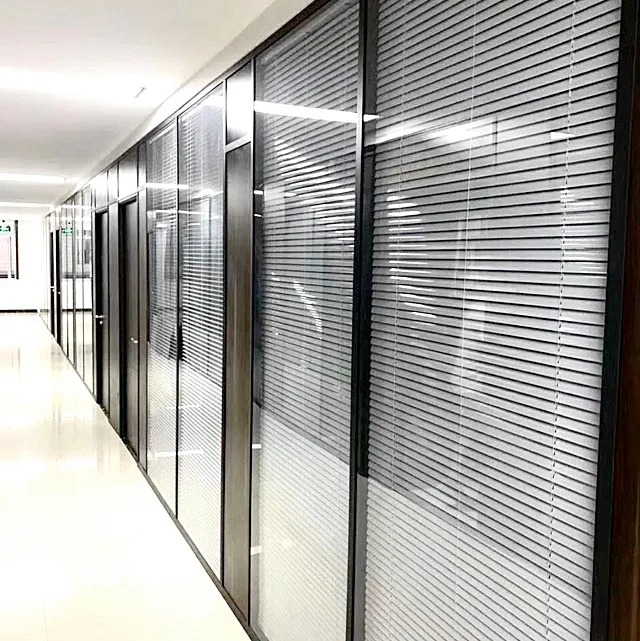 Office Glass Partition Single Double Fixed Glass Wall Partitioning Glass Wall With Flush Door Design