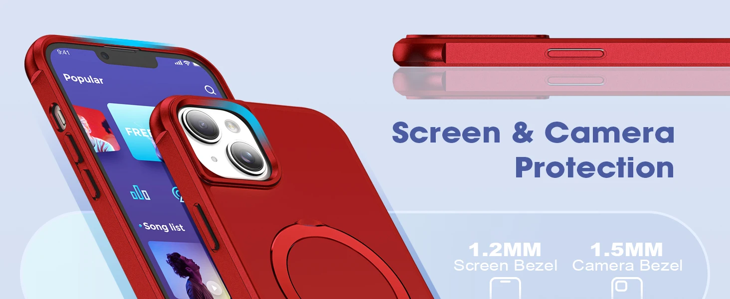 product magnetic ring stand case for iphone 15  15 pro translucent shockproof cover with mag compatible grip-2