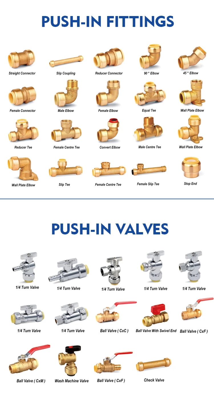 Push In Fittings Lead Free Pex Quick Connect Push Fit Fittings