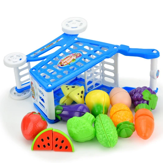 Оптовая продажа с фабрики, низкая цена, детская тележка для супермаркета, миниатюрная Тележка для покупок, фруктовая игрушка для мальчиков и девочек